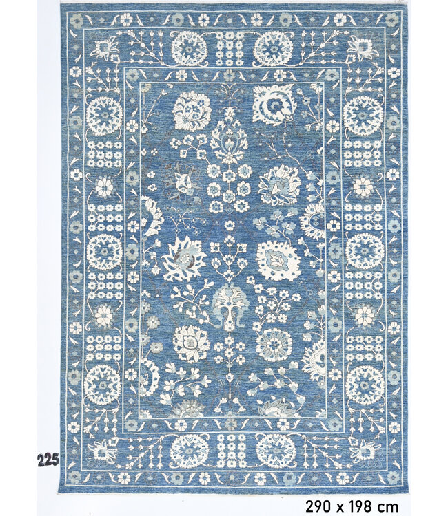 Blue Cream Ziegler Rug 290x198cm - Hand-knotted Wool