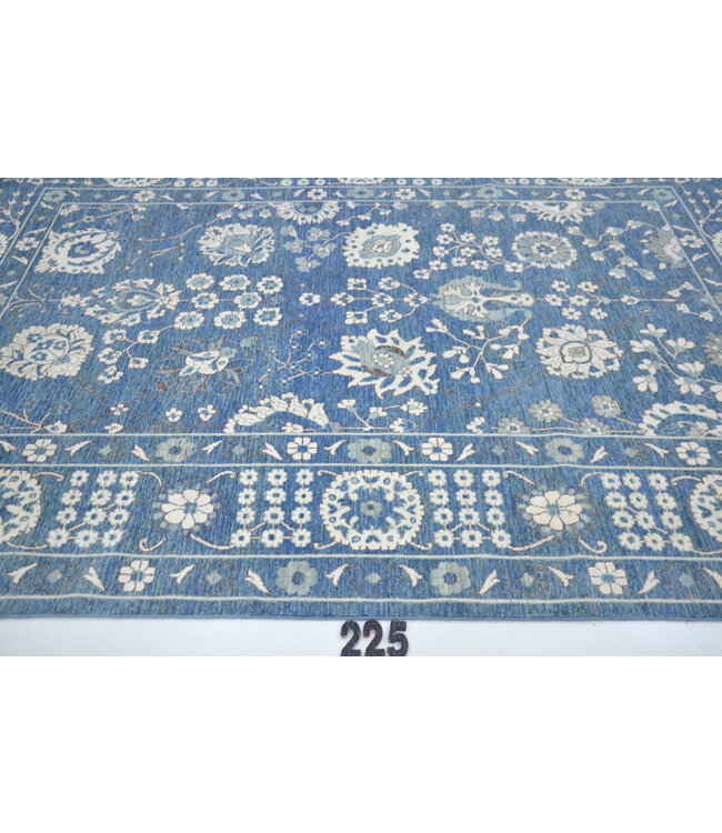 Blauw Crème Ziegler Tapijt 290x198cm - Handgeknoopt Wol