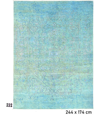 Blau-Grüner Vintage-Teppich – 244 x 174 cm