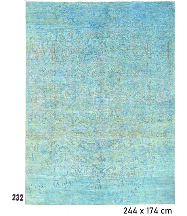 Blauw-Groene Vintage Tapijt – 244 x 174 cm