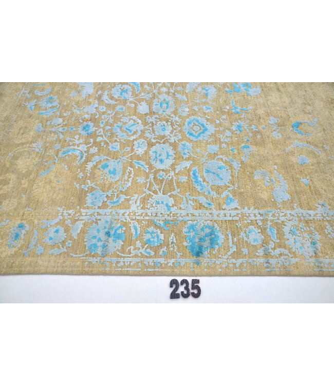 Goud-Blauw Vintage Tapijt – 237 x 170 cm