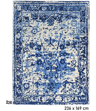 Blau-Weißer Vintage-Teppich – 236 x 169 cm