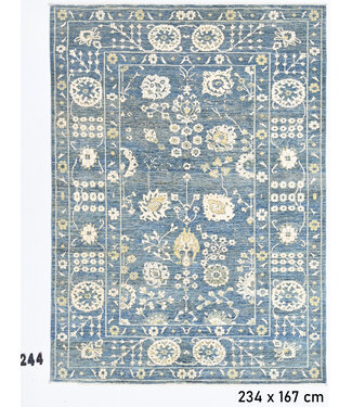 Blauw-Gele Vintage Tapijt – 234 x 167 cm