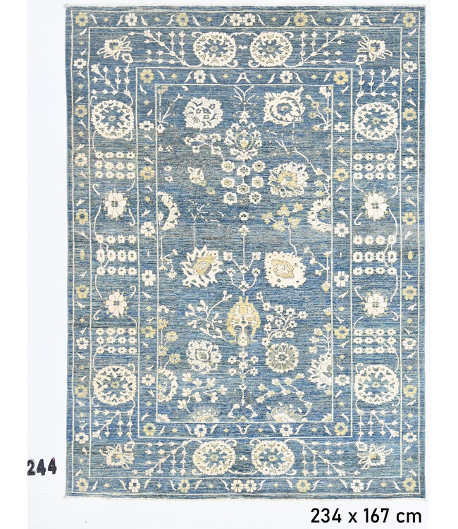 Blauw-Gele Vintage Tapijt – 234 x 167 cm
