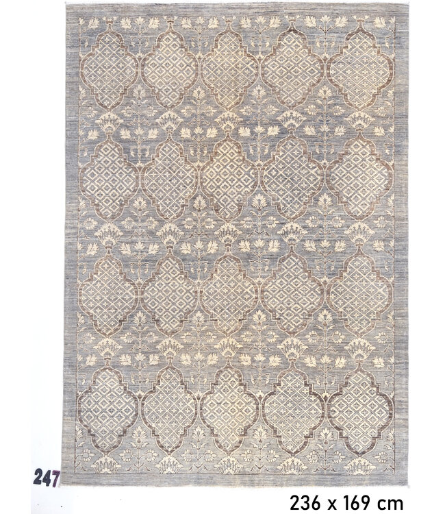 Grijs-Beige Ziegler Tapijt met Geometrisch Patroon – 236 x 169 cm