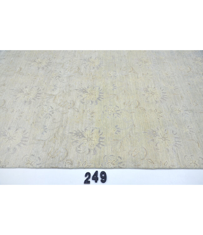 Lichtblauw Vintage Handgeknoopt Wol Tapijt met Bloemenpatroon – 281 x 184 cm