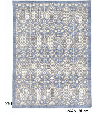 Blauw-Beige Ziegler Tapijt met Geometrisch Patroon – 264 x 181 cm Blauw-Beige Ziegler Tapijt met Geometrisch Patroon – 264 x 181 cm