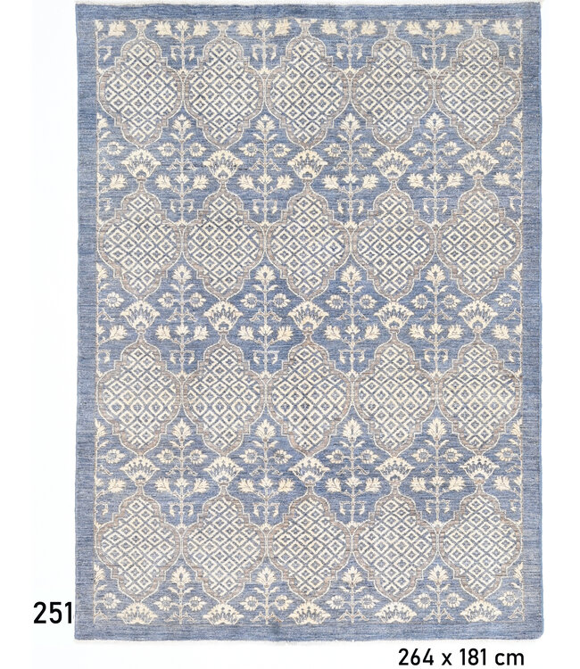 Blue-Beige Ziegler Rug with Geometric Pattern – 264 x 181 cm