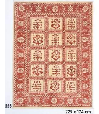 Rood en Beige Vintage Handgeknoopte Wol Tapijt met Bloemenpatroon – 229 x 174 cm Rood en Beige Vintage Handgeknoopte Wol Tapijt met Bloemenpatroon – 229 x 174 cm