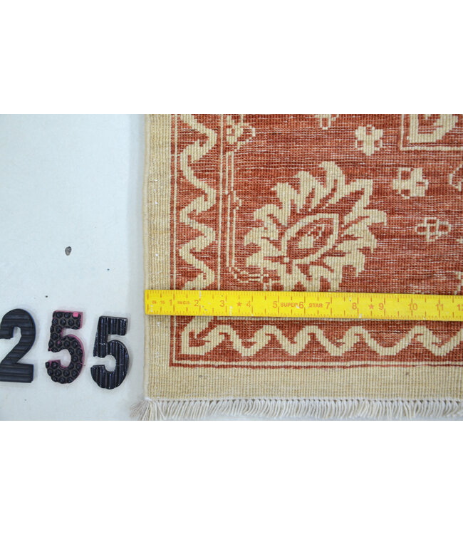 Rood en Beige Vintage Handgeknoopte Wol Tapijt met Bloemenpatroon – 229 x 174 cm
