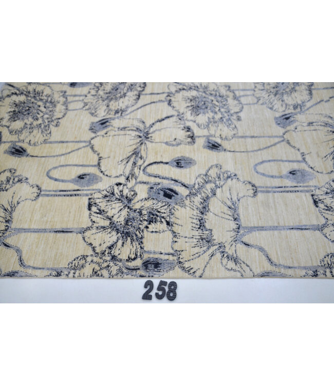 Beiges Modernes Handgeknüpftes Wollteppich – 206 x 139 cm