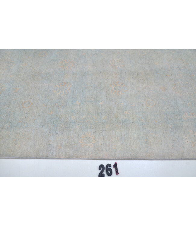 Lichtblauw Handgeknoopt Tapijt – 246 x 149 cm – Modern Kazak Patroon