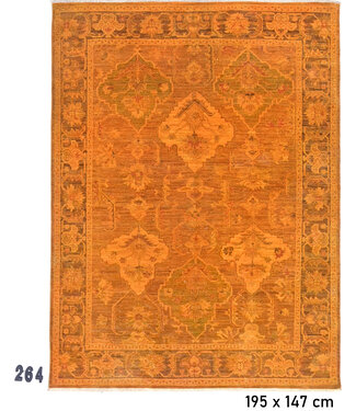 Orange und Grüner Handgeknüpfter Teppich – 195 x 147 cm – Ziegler Muster