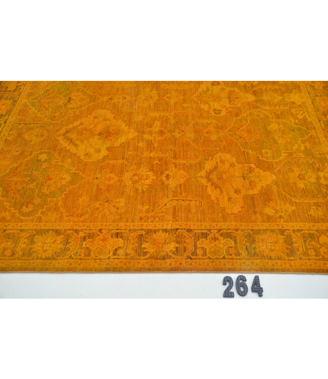Oranje en Groene Handgeknoopt Tapijt – 195 x 147 cm – Ziegler Patroon