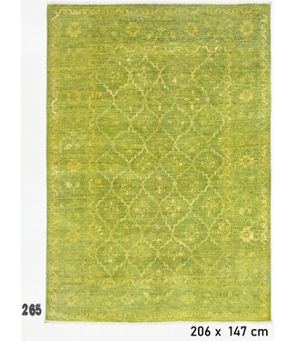 Grüner Handgeknüpfter Teppich – 206 x 147 cm – Kazak Muster