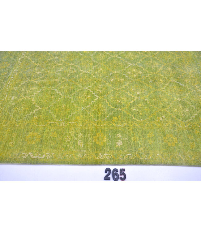 Green Hand-Knotted Rug – 206 x 147 cm – Kazak Pattern