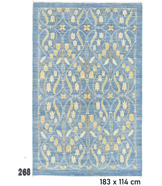 Hellblauer Ziegler Teppich – 183 x 114 cm – Handgeknüpfter Wollteppich