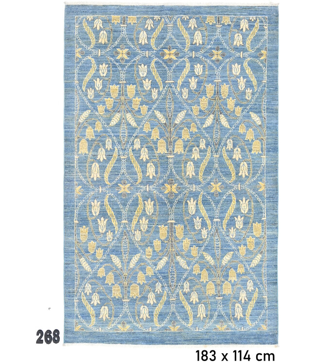 Lichtblauw Ziegler vloerkleed – 183 x 114 cm – Handgeknoopt wollen tapijt