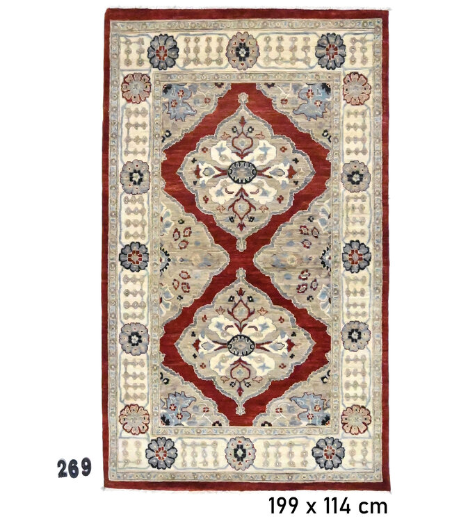 Rood Kazak vloerkleed – 199 x 114 cm – Handgeknoopt wollen tapijt