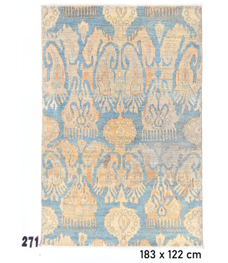 Zandblauw Gabbeh vloerkleed – 183 x 122 cm – Handgeknoopt wollen tapijt Zandblauw Gabbeh vloerkleed – 183 x 122 cm – Handgeknoopt wollen tapijt