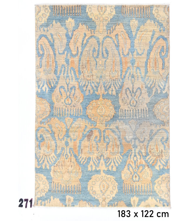 Zandblauw Gabbeh vloerkleed – 183 x 122 cm – Handgeknoopt wollen tapijt