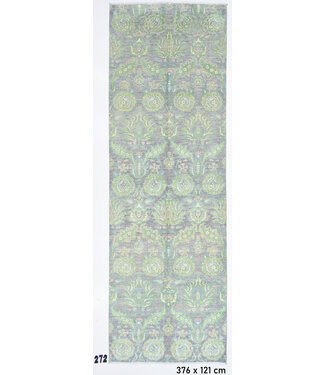 Grau-grüner Ziegler Läufer – 376 x 121 cm – Handgeknüpfter Wollteppich