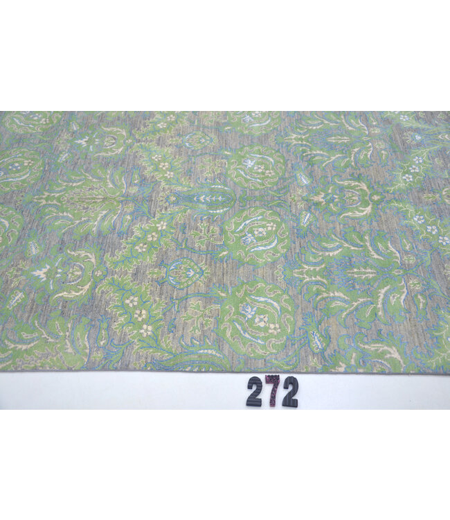 Grau-grüner Ziegler Läufer – 376 x 121 cm – Handgeknüpfter Wollteppich