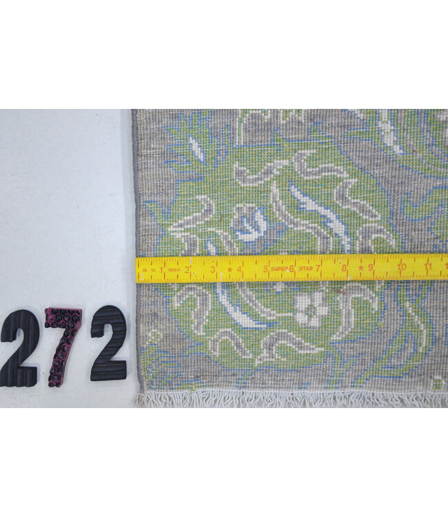 Grey-Green Ziegler Runner – 376 x 121 cm – Hand-knotted Wool Rug