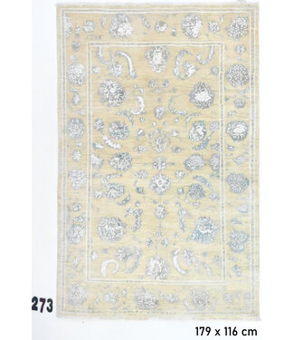 Beige-grauer Ziegler Teppich – 179 x 116 cm – Handgeknüpfter Wollteppich