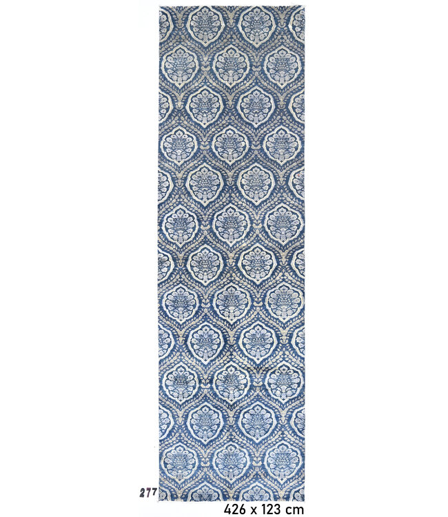 Blue Ziegler Rug – 426 x 123 cm – Hand-Knotted Wool