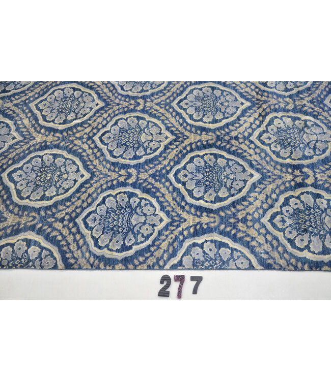 Blauer Ziegler Teppich – 426 x 123 cm – Handgeknüpft aus Wolle