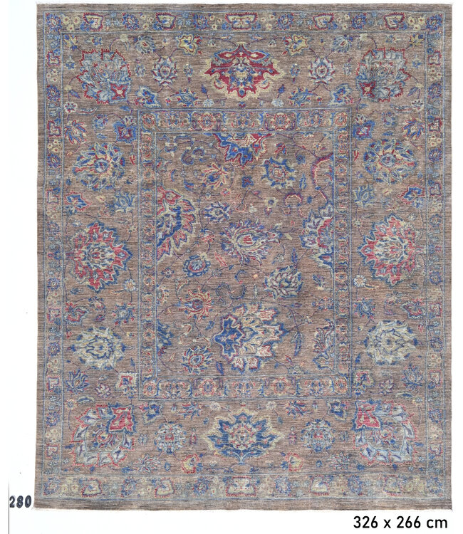 Brauner Ziegler Teppich – 326 x 266 cm – Handgeknüpft aus Wolle