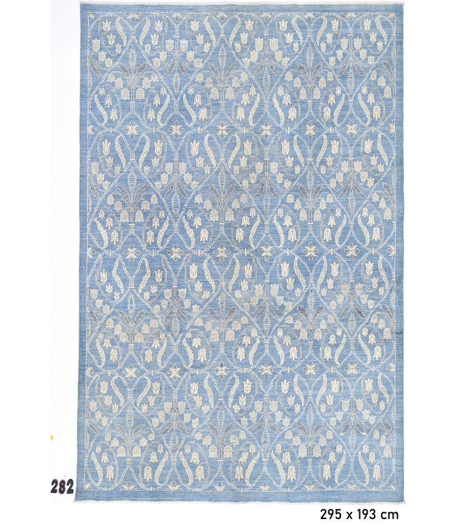 Light Blue Modern Rug – 295 x 193 cm – Hand-knotted Wool Carpet
