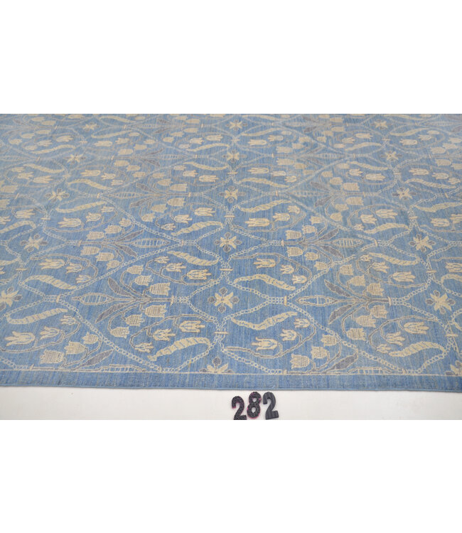 Lichtblauw Modern tapijt – 295 x 193 cm – Handgeknoopt wollen vloerkleed