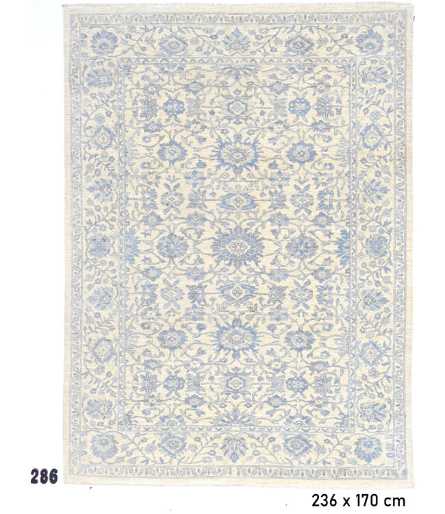 Crèmekleurig Ziegler tapijt – 236 x 170 cm – Handgeknoopt wollen vloerkleed