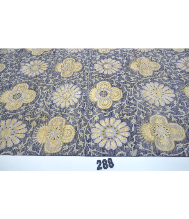 Grauer Moderner Teppich – 282 x 177 cm – Handgeknüpfter Wollteppich mit Blumenmuster