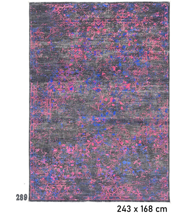 Zwart-roze Modern tapijt – 243 x 168 cm – Handgeknoopt wollen vloerkleed met abstract patroon