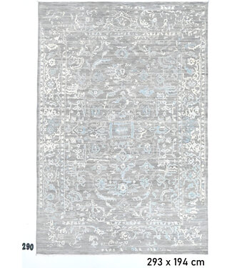 Hellgrau-blauer Ziegler Teppich – 293 x 194 cm – Handgeknüpfter Wollteppich mit klassischem Muster