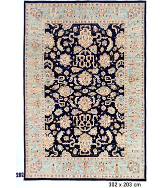 Dunkelblauer Ziegler Teppich – Handgeknüpft – 302 x 203 cm