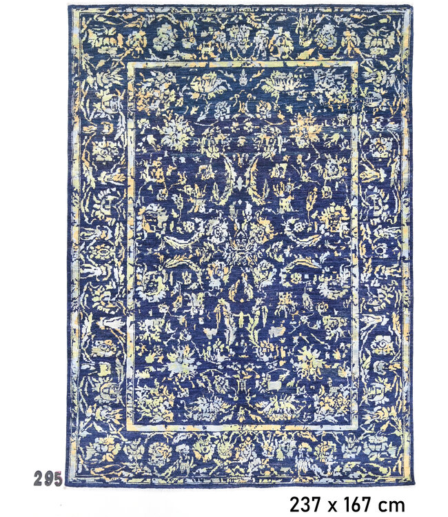 Blauw Vintage Vloerkleed – Handgeknoopt – 237 x 167 cm