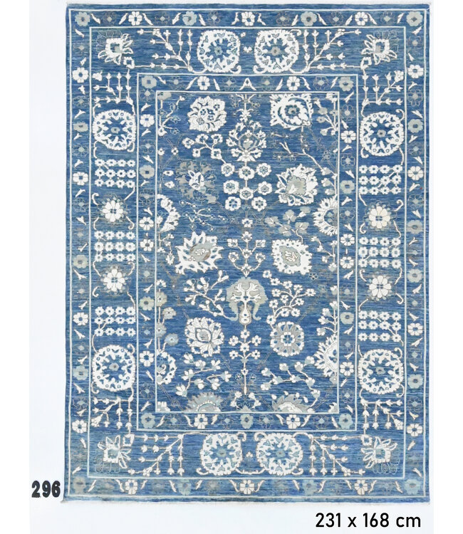 Blauer Ziegler Teppich – Handgeknüpft – 231 x 168 cm