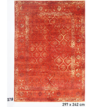 Roter Vintage Teppich – Handgeknüpft – 297 x 242 cm