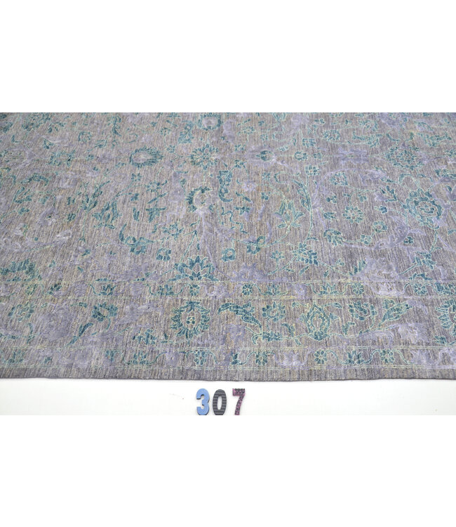 Grijs-blauw Vintage patroon vloerkleed – 295 x 196 cm