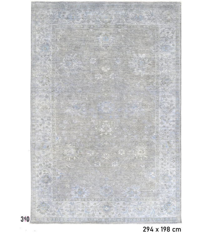 Grau-grüner Ziegler-Musterteppich – 294 x 198 cm