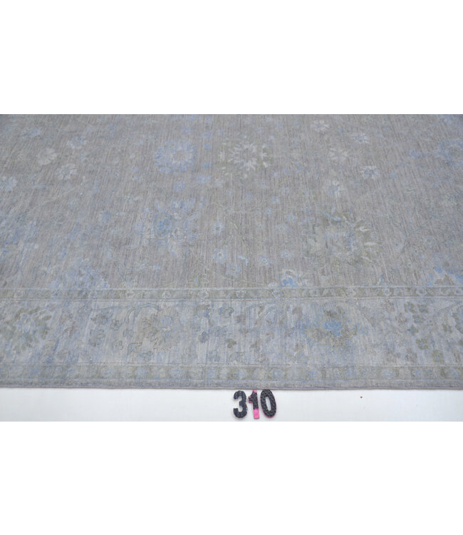 Grijsgroen Ziegler patroon vloerkleed – 294 x 198 cm