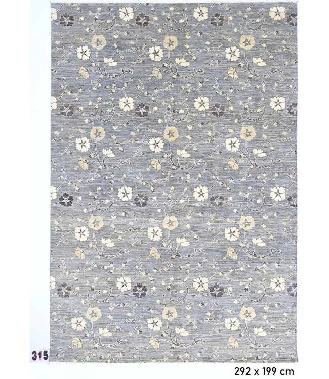 Blauer Gabbeh Handgeknüpfter Wollteppich – 292 x 199 cm