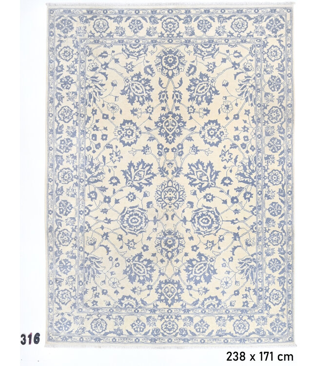 Blue Gabbeh Hand-Knotted Wool Rug – 292 x 199 cm