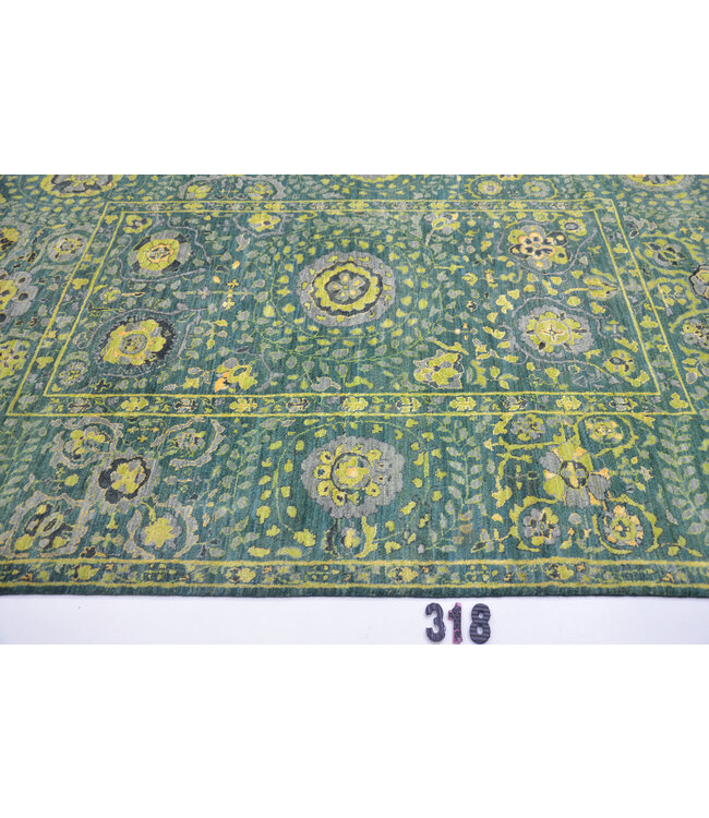 Blauw Kazak Handgeknoopte Wol Tapijt – 242 x 168 cm