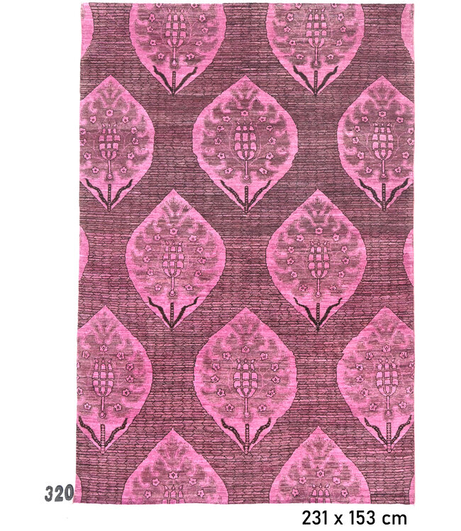 Roze Kazak Handgeknoopte Wol Tapijt – 231 x 153 cm