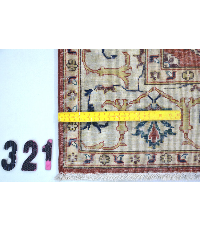 Rood Ziegler Handgeknoopte Wol Tapijt – 193 x 149 cm